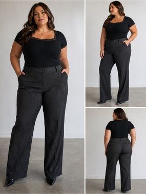Lane Bryant Gray Wide Leg Career Pants Size 20